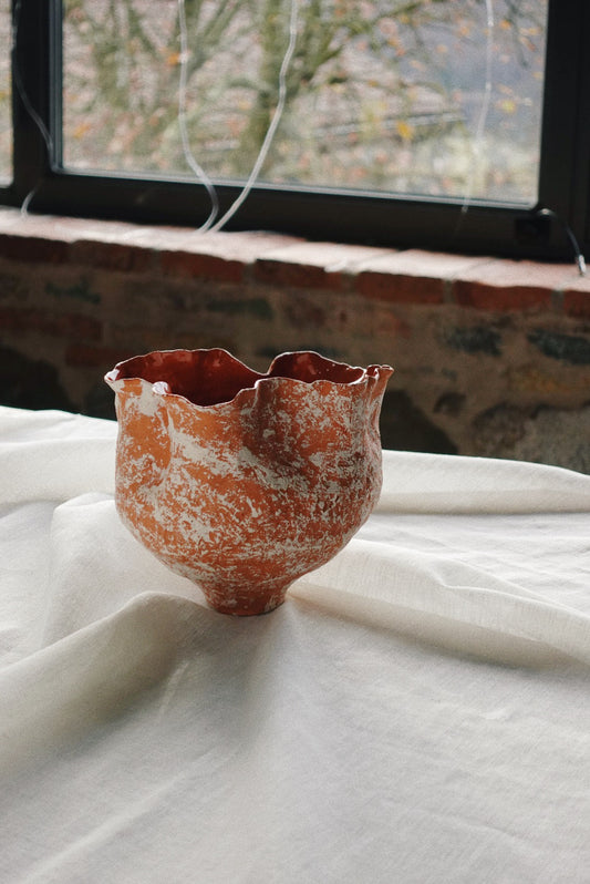 Red flower vase