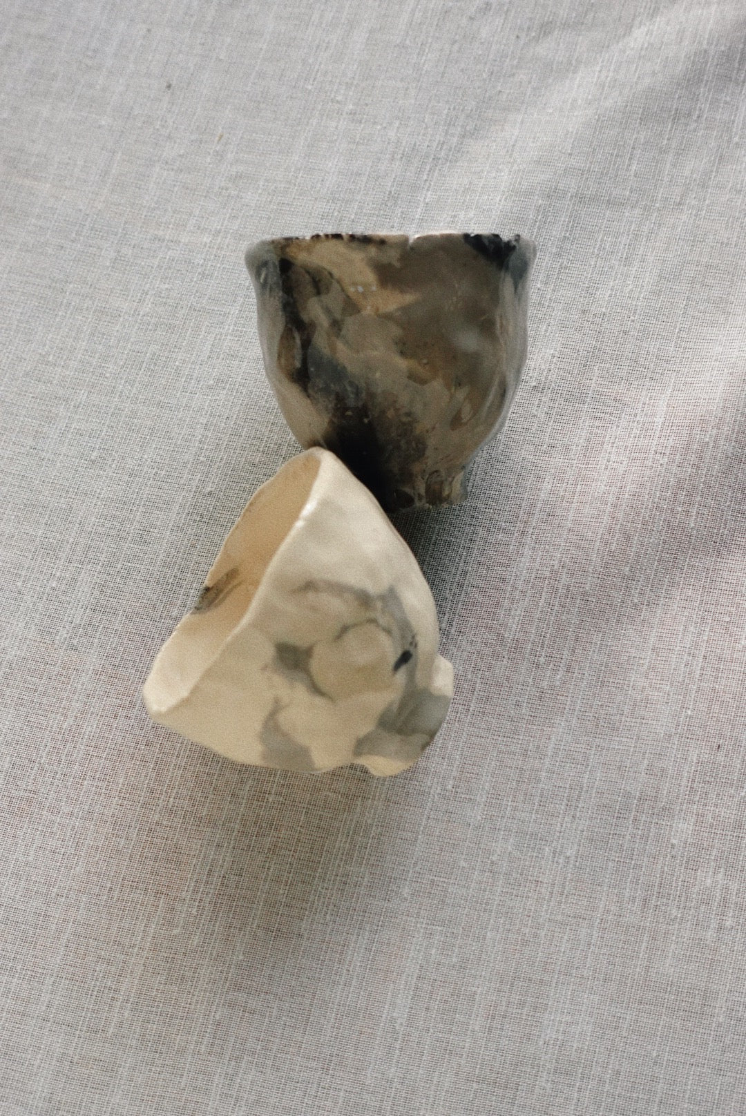 Obsidian vein espresso cups