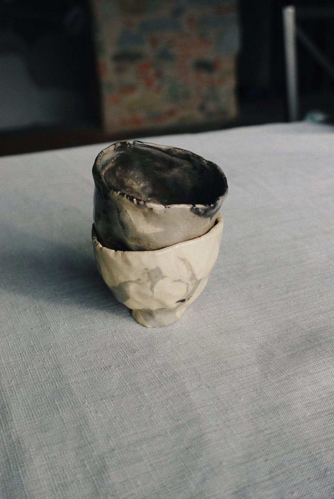Obsidian vein espresso cups